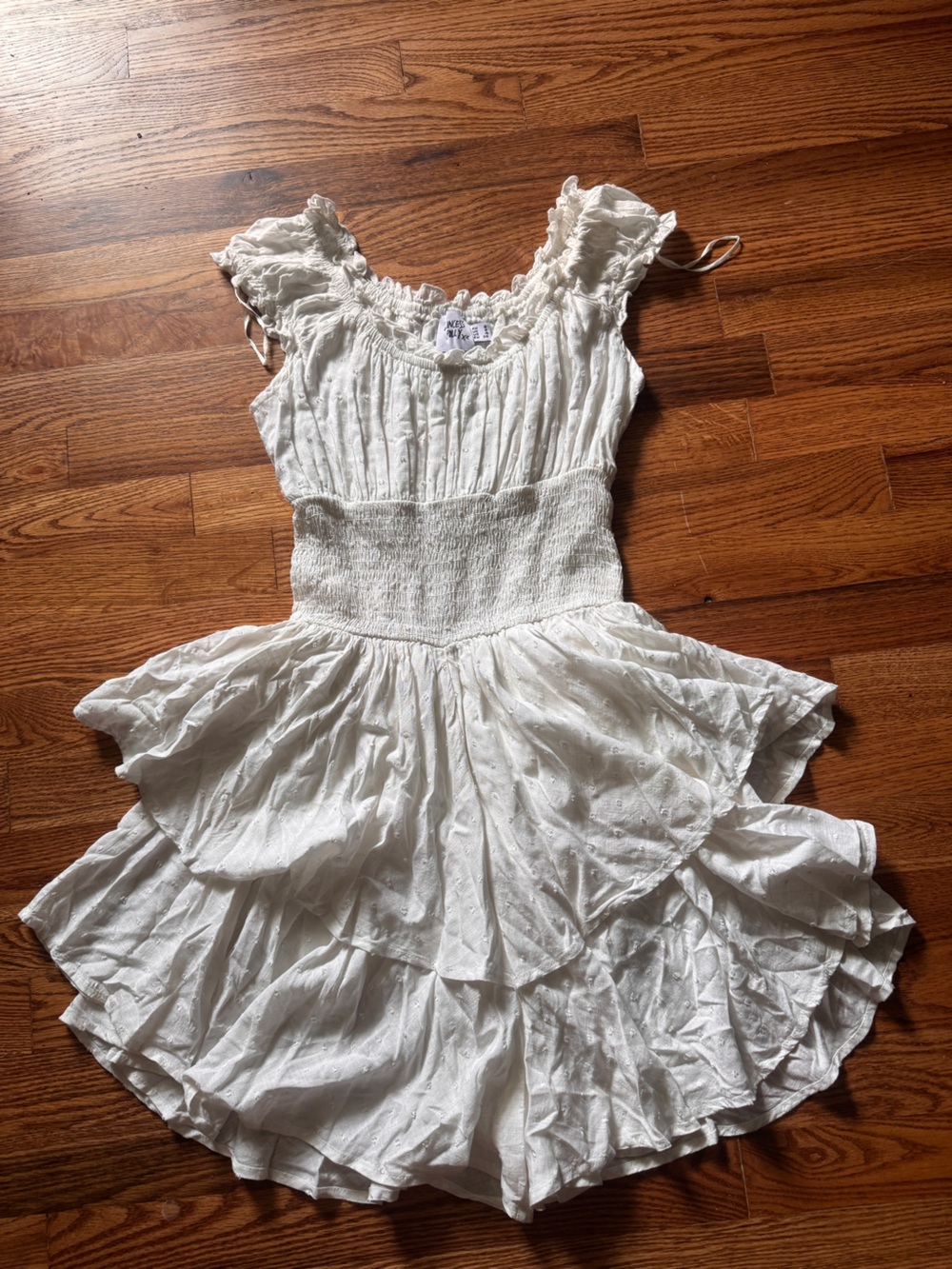 Oh Polly White Smocked Eyelet Jumpsuit Romper
